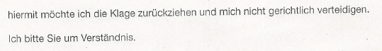 Rücknahme Verteidigungsanzeige